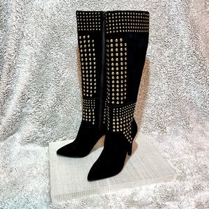 Fergie Danica Knee High Suede Studded Boots - NWOT